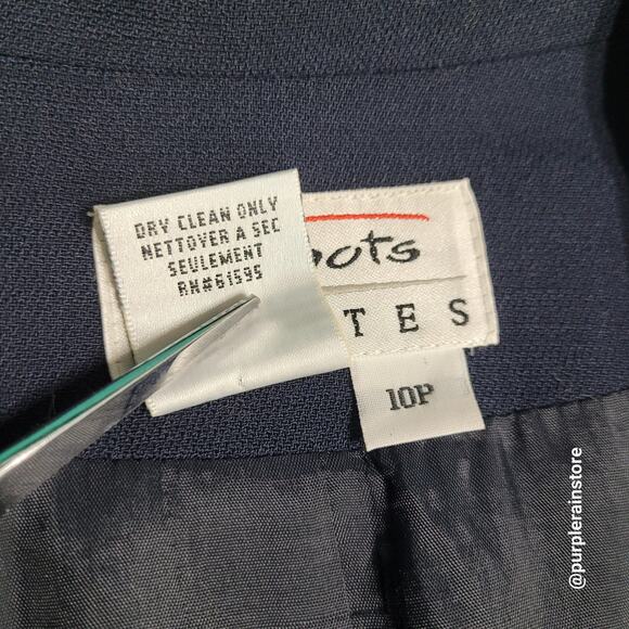 Vtg Talbots Wool Blazer 10 P Woven Navy USA 80's 90's Classic Preppy - Picture 4 of 10